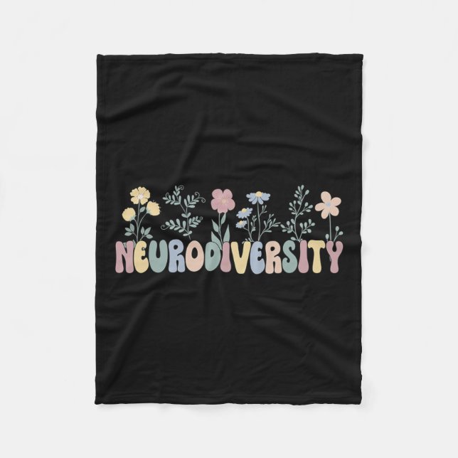 Couverture Polaire Neurodiversité Fleurs Autisme Neurodivergent (Devant)