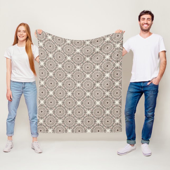 Couverture Polaire Neutres Chaleureux Espresso Dot Mandala Diamond Ca (En situation)
