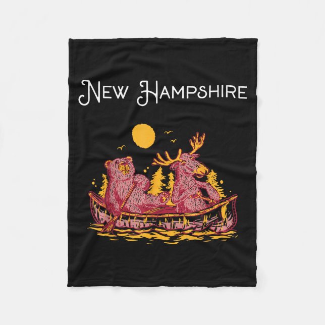 Couverture Polaire New Hampshire Shirt Funny Canoe Moose Elk Bear Lak (Devant)