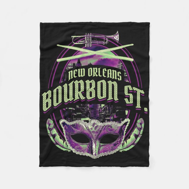 Couverture Polaire New Orleans Bourbon Street Mardi Gras French Quart (Devant)