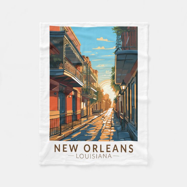 Couverture Polaire New Orleans Louisiana French Quarter Travel Art (Devant)