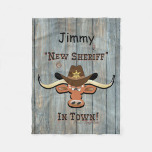 Couverture Polaire New Sheriff En Ville, Longhorn Fleece Blanket
