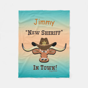 Couverture Polaire New Sheriff En Ville, Longhorn Fleece Blanket