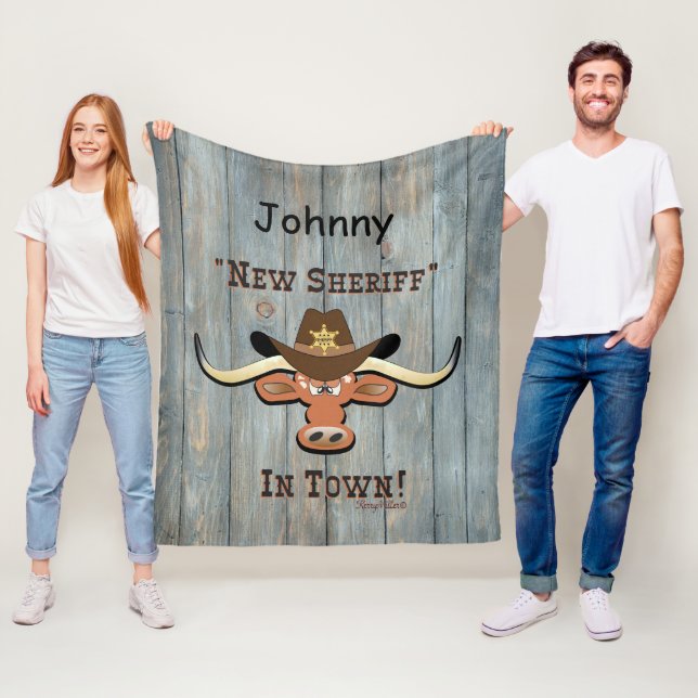 Couverture Polaire New Sheriff En Ville, Longhorn Fleece Blanket (En situation)