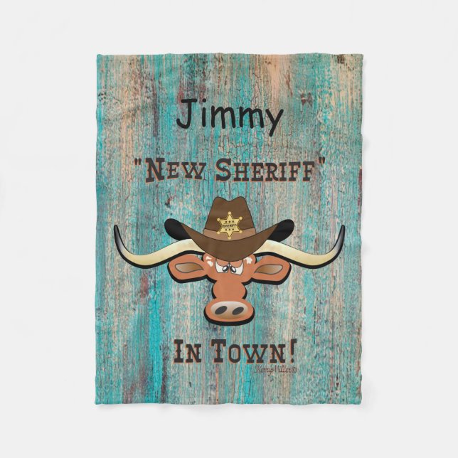 Couverture Polaire New Sheriff En Ville, Longhorn Fleece Blanket (Devant)