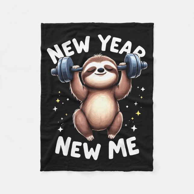 Couverture Polaire New Year New Me Funny Fitness Workout Gym Sloth We (Devant)