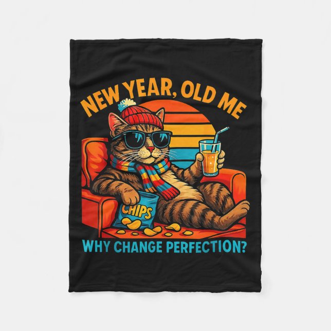 Couverture Polaire New Year Old Me Funny Cat Retro Lazy Meme Gift  (Devant)