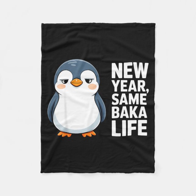 Couverture Polaire New Year Same Baka Life Funny Penguin Anime Style  (Devant)