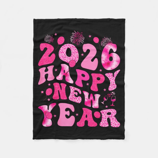 Couverture Polaire New Year's Eve Hello 2026 Groovy Family Matching C (Devant)