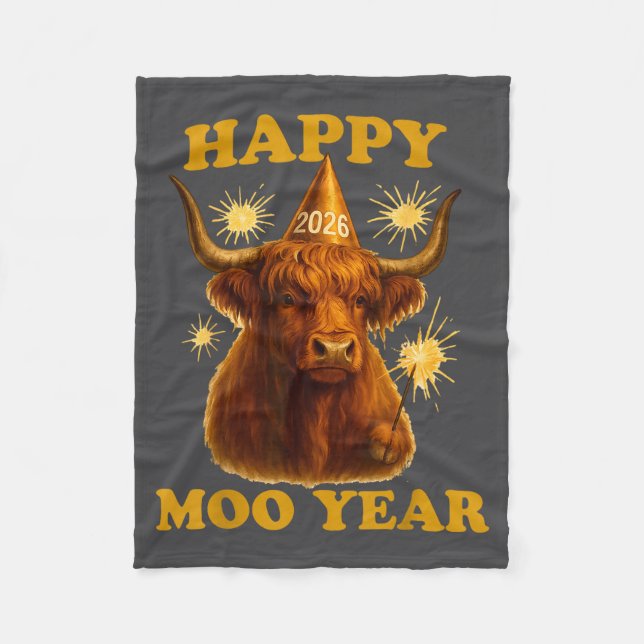 Couverture Polaire New Years Highland Cow Scottish Nye Party Farm Ani (Devant)