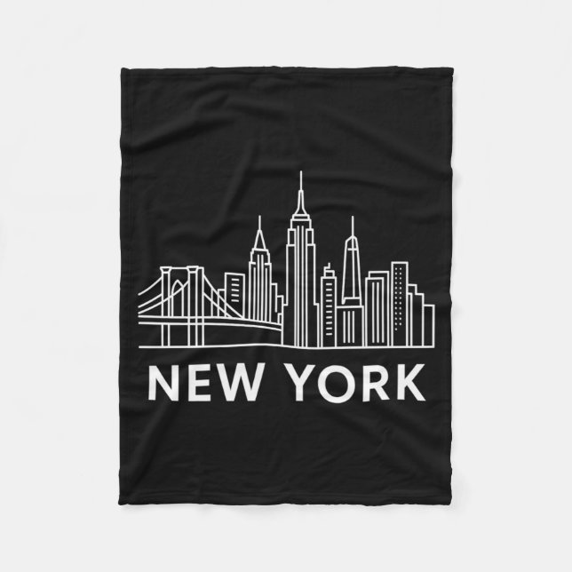 Couverture Polaire New York City Skyline Minimalist White Line Art _1 (Devant)