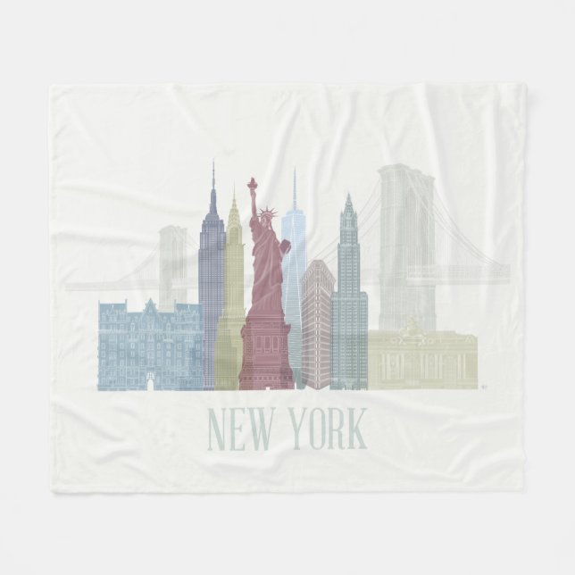 Couverture Polaire New York Skyline (Devant (Horizontal))