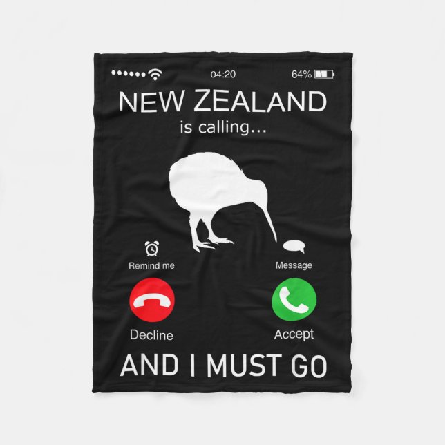 Couverture Polaire New Zealand Is Calling And I Must Go, Zealand Funn (Devant)