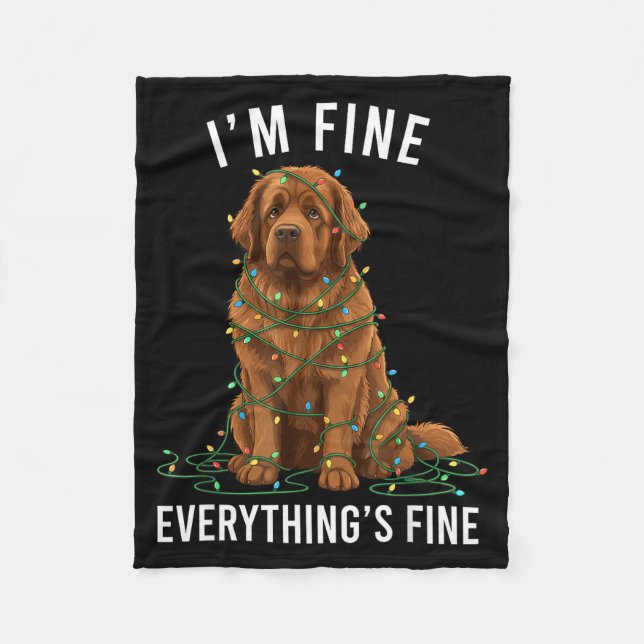 Couverture Polaire Newfoundland Dog Christmas I'm Fine Everything Is  (Devant)