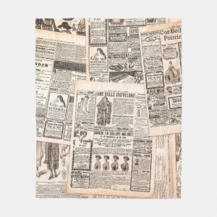 Couverture Polaire Newspaper pages with antique advertising. Woman 