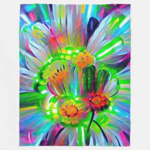 Couverture Polaire Nez des marguerites Abstraites aux couleurs vives
