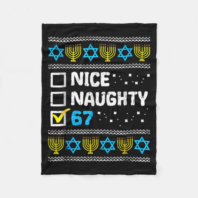 Couverture Polaire Nice Naughty 67 Six Seven Ugly Hanukkah Sweater Ch (Devant)