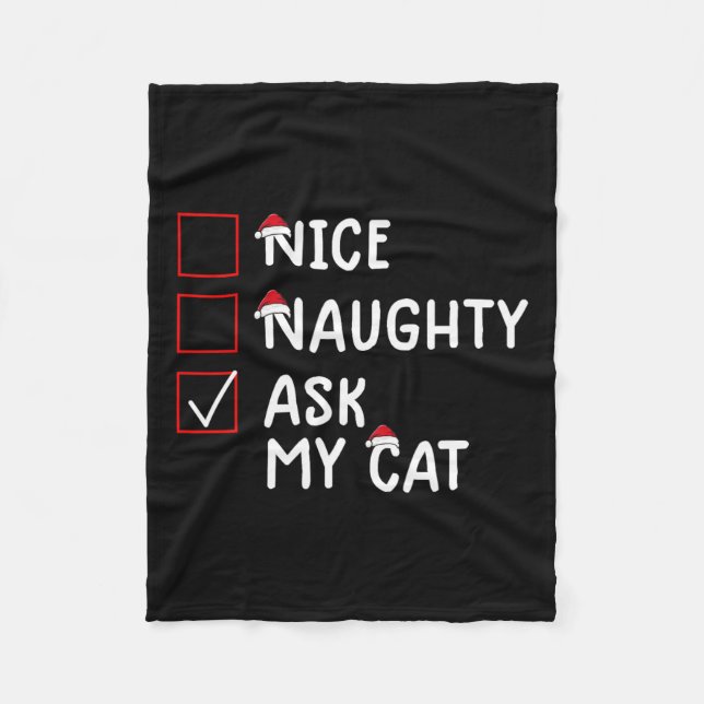 Couverture Polaire Nice Naughty Ask Chat Mignonne Noël (Devant)