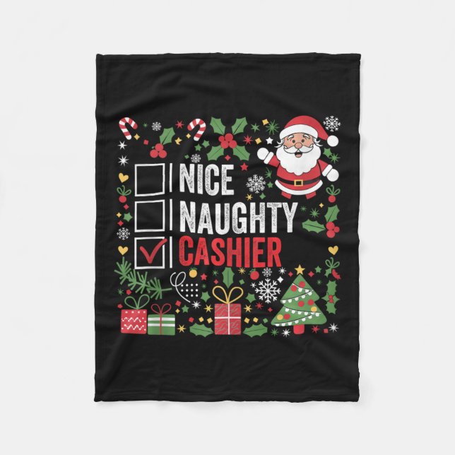 Couverture Polaire Nice Naughty Cashier Funny Noël Père Noël T (Devant)