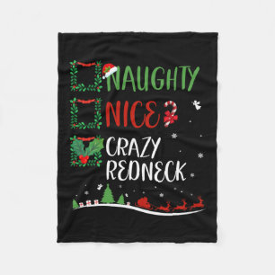 Couverture Polaire Nice Naughty Crazy Redneck Noël Matching Sant
