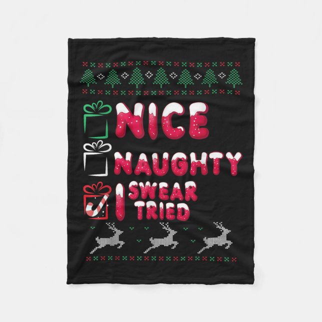 Couverture Polaire Nice Naughty I Swear I Tried List Xmas Lover Chris (Devant)