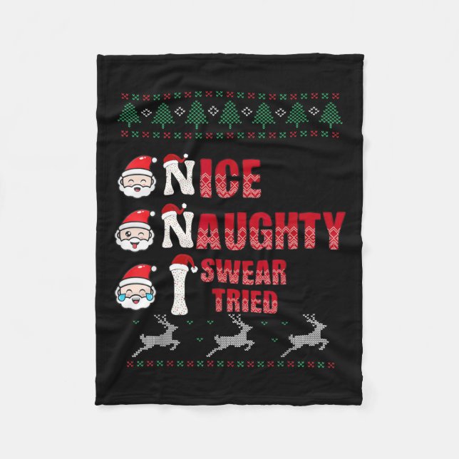Couverture Polaire Nice Naughty I Swear I Tried List Xmas Lover Chris (Devant)