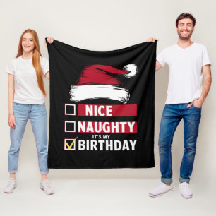 Couverture Polaire Nice Naughty It's My Birthday Christmas List Père