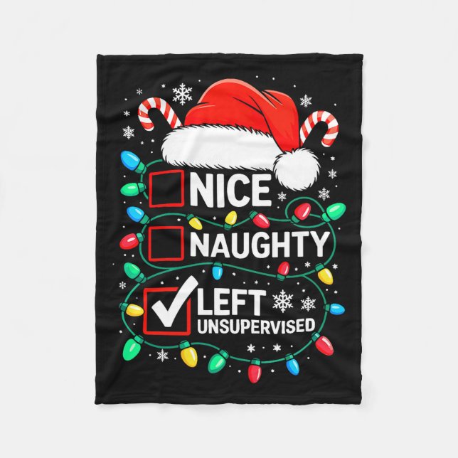 Couverture Polaire Nice Naughty Left Unsupervised Shirt Funny Christm (Devant)