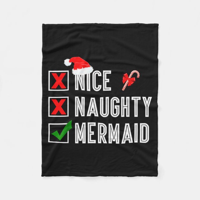 Couverture Polaire Nice Naughty Mermaid Merry Christmas Santa Claus X (Devant)