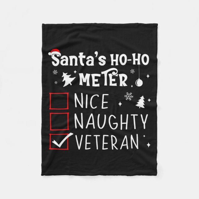 Couverture Polaire Nice Naughty Veteran Christmas List Santa Military (Devant)