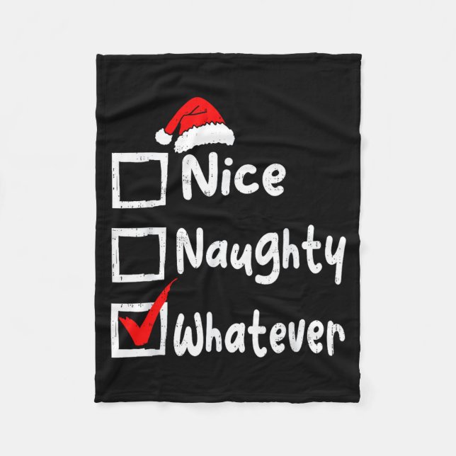 Couverture Polaire Nice Naughty Whatever Funny Christmas List Family  (Devant)