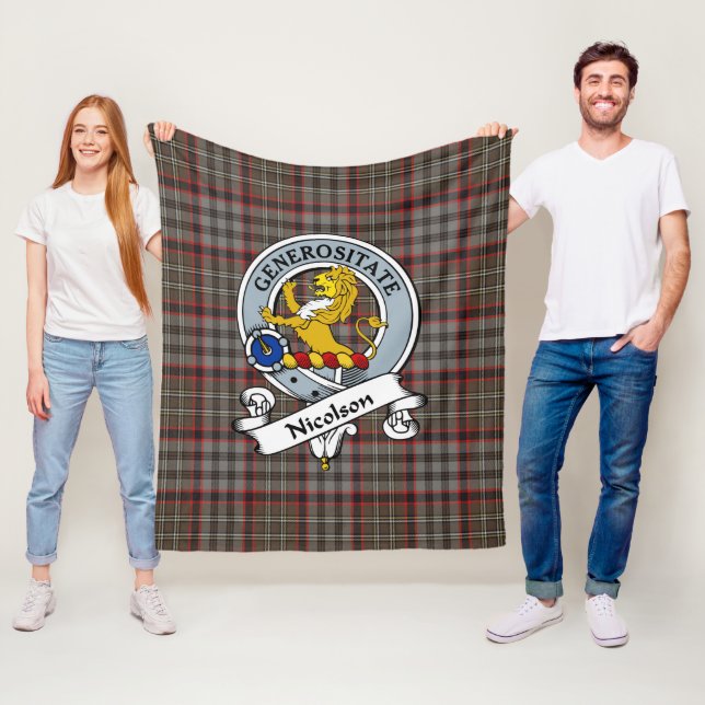 Couverture Polaire Nicolson Chasse Clan Patiné Badge Tartan Plaid (En situation)