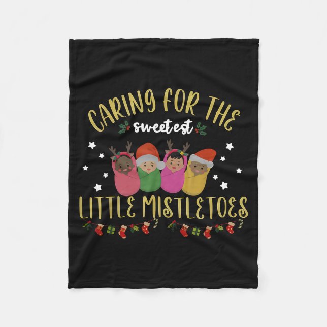 Couverture Polaire Nicu Nurse Christmas Sweetest Mistletoes Mother Ba (Devant)