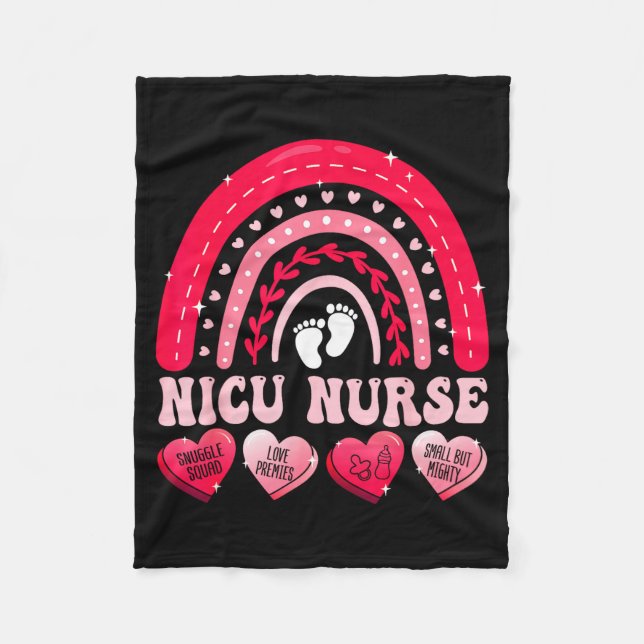 Couverture Polaire Nicu Nurse Valentines Day Rainbow Neonatal Rn Hear (Devant)