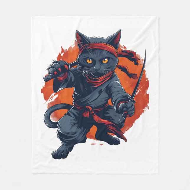Couverture Polaire Ninja Chat furtive (Devant)
