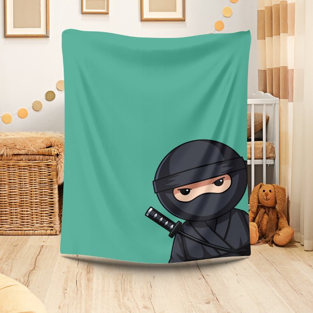 Couverture Polaire Ninja qui regarde discrètement sur fond vert (Créateur téléchargé)