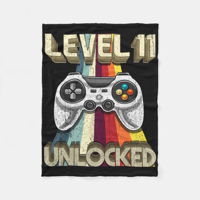 Couverture Polaire Niveau 11 Déverrouillé Retro Video Jeu 11e anniver (Devant)