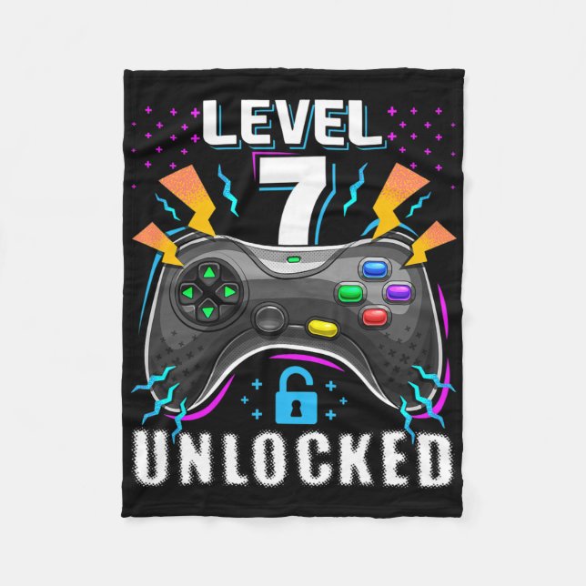 Couverture Polaire Niveau 7 Débloqué Jeu Vidéo 7ème Anniversaire Game (Devant)