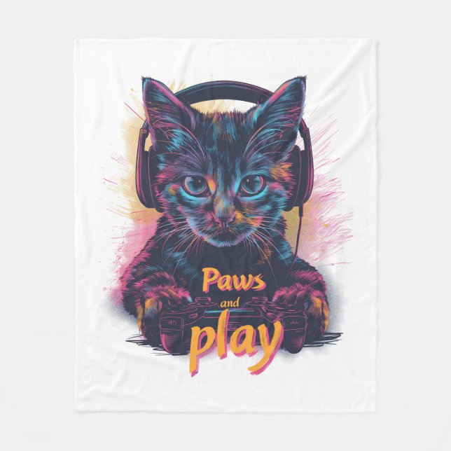 Couverture Polaire Niveau gamer chat vers le haut (Devant)