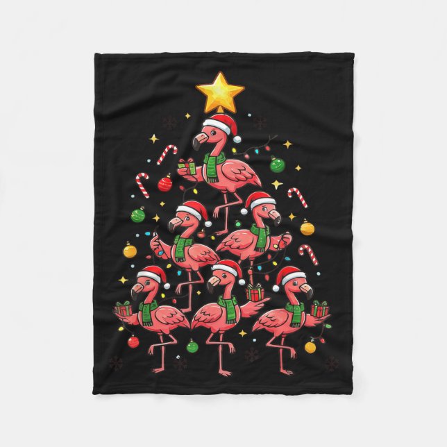 Couverture Polaire Nk Flamingo Christmas Tree With Santa Hats &amp; H (Devant)