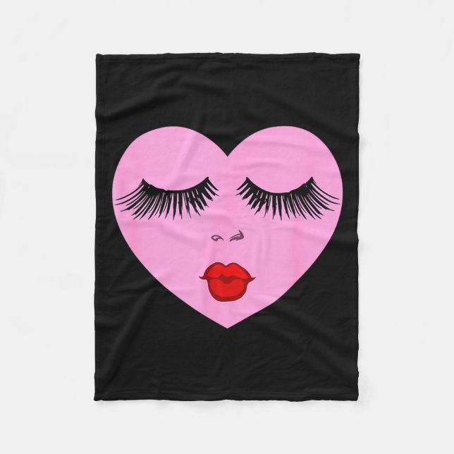 Couverture Polaire Nk Lady Heart With Eyelashes Valentines Day Kiss  (Devant)
