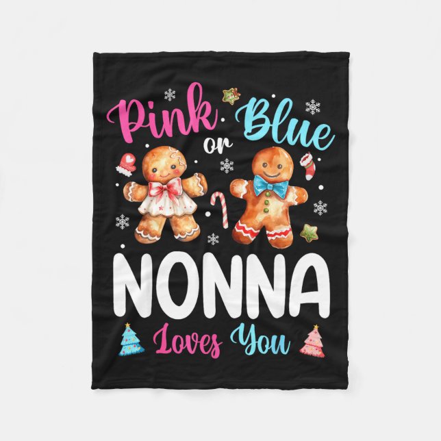 Couverture Polaire Nk Or Blue Nonna Loves You Gender Reveal Christmas (Devant)