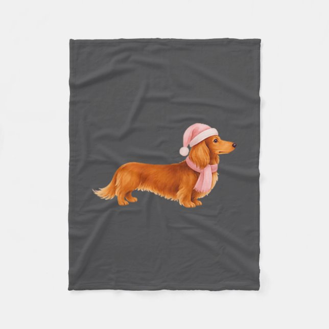 Couverture Polaire Nk Santa Red Long Haired Dachshund Christmas  (Devant)