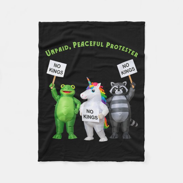 Couverture Polaire No Kings Unpaid Peaceful Protester Frog And Unicor (Devant)