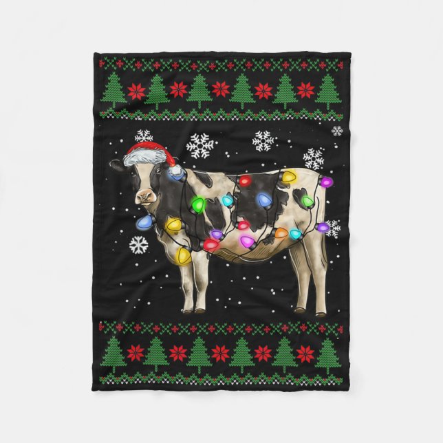 Couverture Polaire Noël à la vache (Devant)