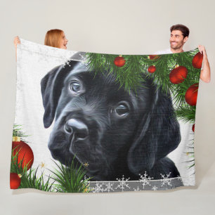 Couverture Polaire Noël au Labrador noir