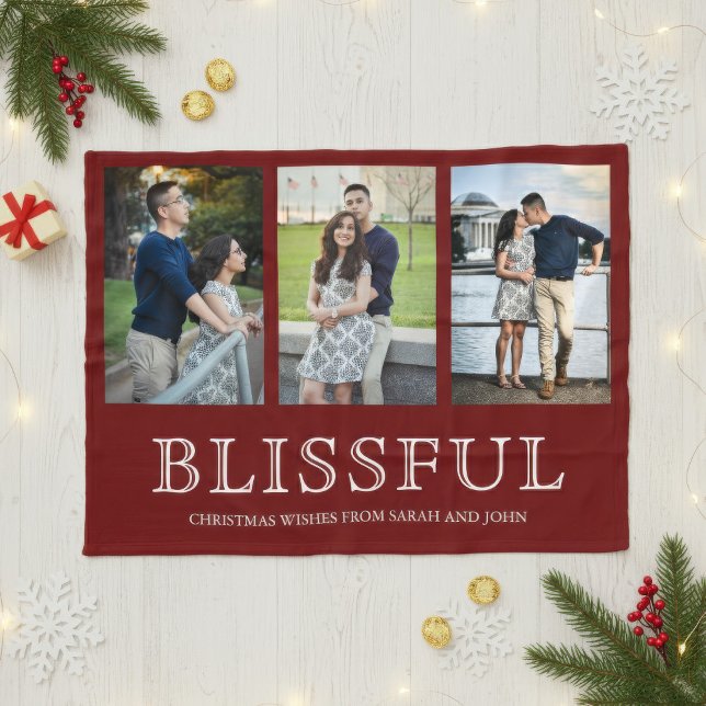 Couverture Polaire Noël bienheureux | Trois photos en collage (Créateur téléchargé)