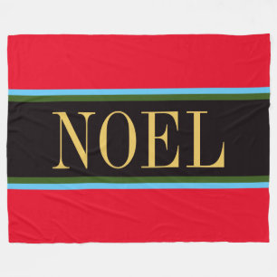 Couverture Polaire NOEL Bright Red Black Green Christmas Strips
