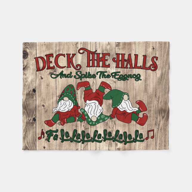 Couverture Polaire Noël Carol Eggnog Gnomes Deck Les Halls (Devant (Horizontal))