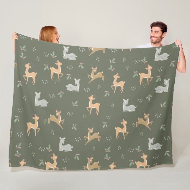 Couverture Polaire Noël Cerf Motif sans couture (En situation)